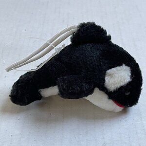 Vintage Orca Killer Whale Plush Toy 8 Inch 1990 K M International Black White